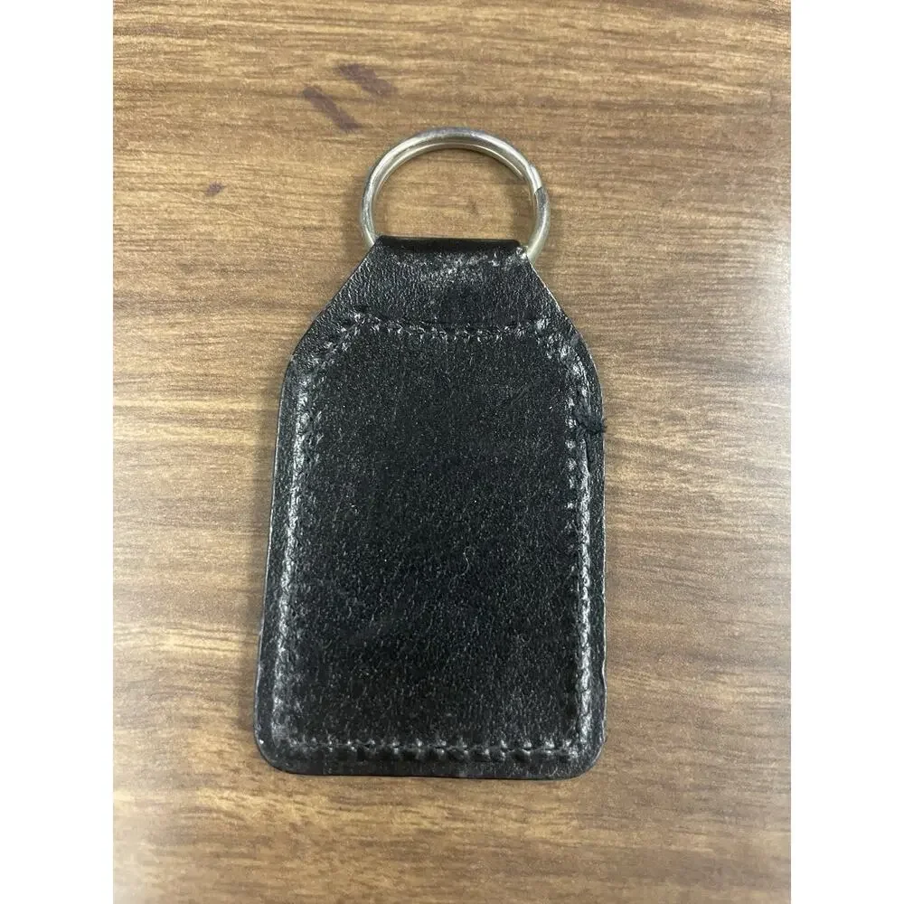 Vintage British Post Office Leather Keychain Gold Crest Crown Postal Fob